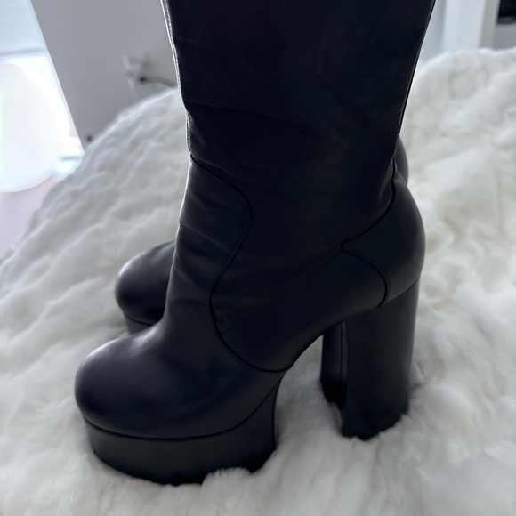 Saint Laurent Billy Black Leather Platform Ankle Heel Boot Size EU 38 - Picture 5 of 5
